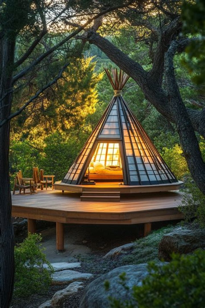 The tree teepee has a space for kids to crawl inside 