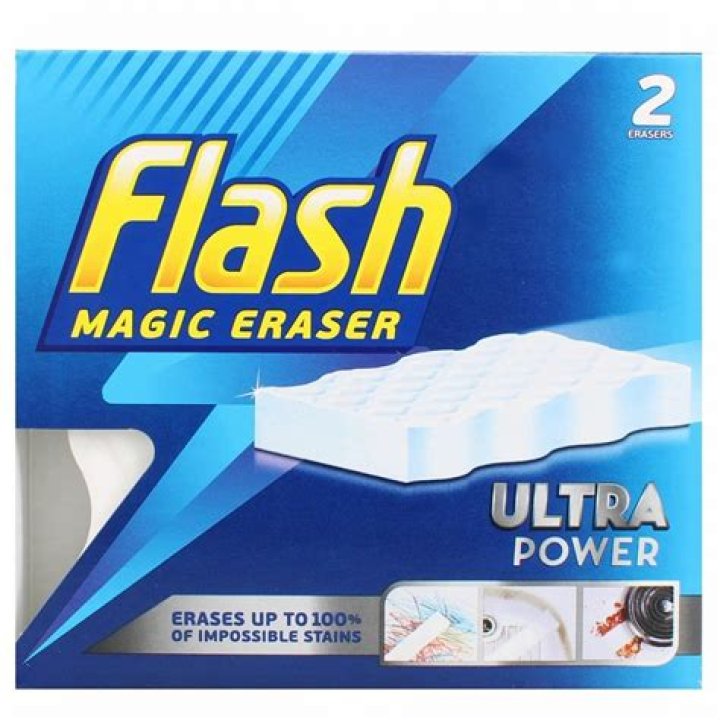 The Ultra Power Magic Eraser removes tough stains and scuffs on washable surfaces