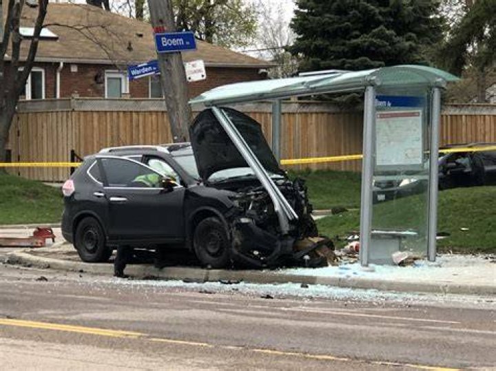  The vehicle crashed into a street sign and tree