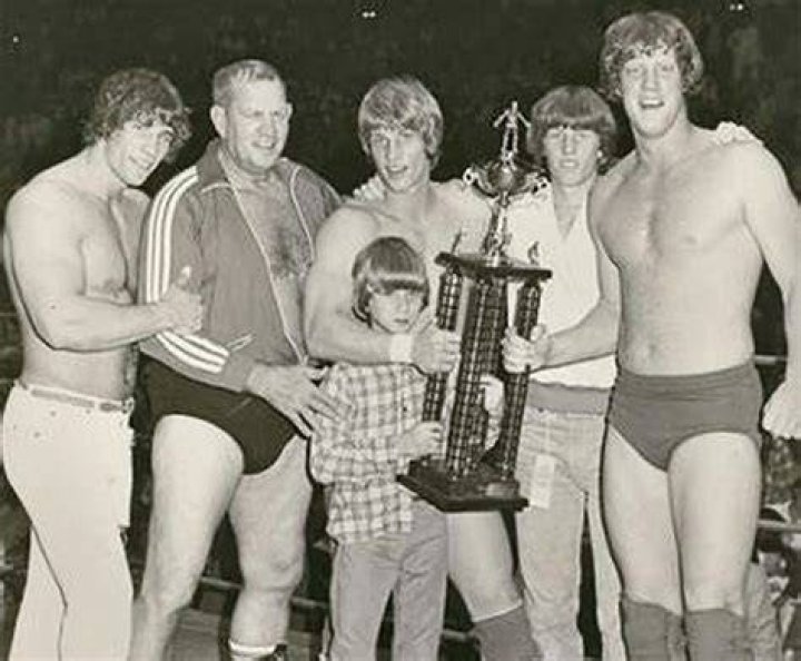 The Von Erich family - Kerry, Fritz, Kevin, Chris (front), Mike and David