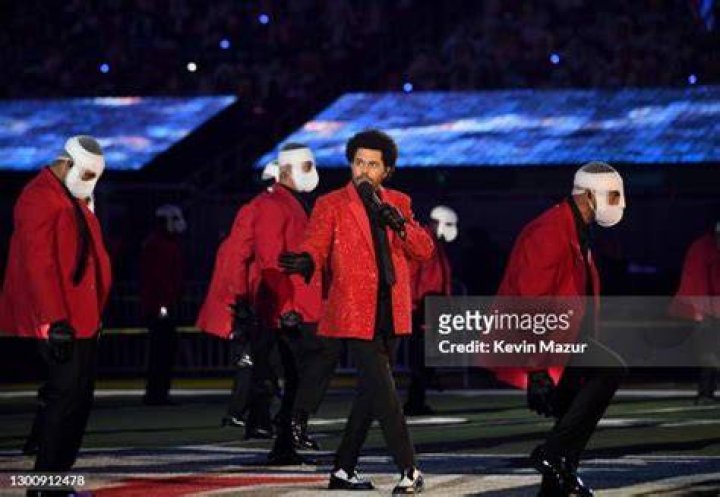 The Weeknd rehearses for the Super Bowl performance