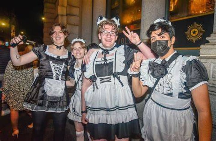 These suspiciously masculine maids posed for the camera in Newcastle