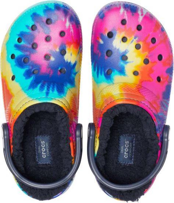 tie-dye lined Crocs