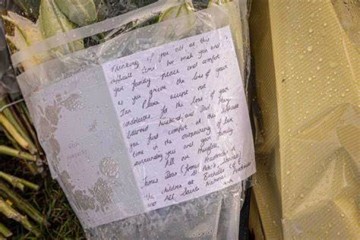Tributes left for Ian at the scene in Hamps at the time
