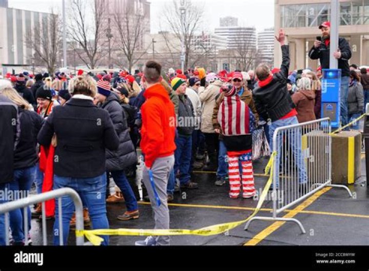 Trump supporters are pictured waiting to see Melania in Wisconsin
