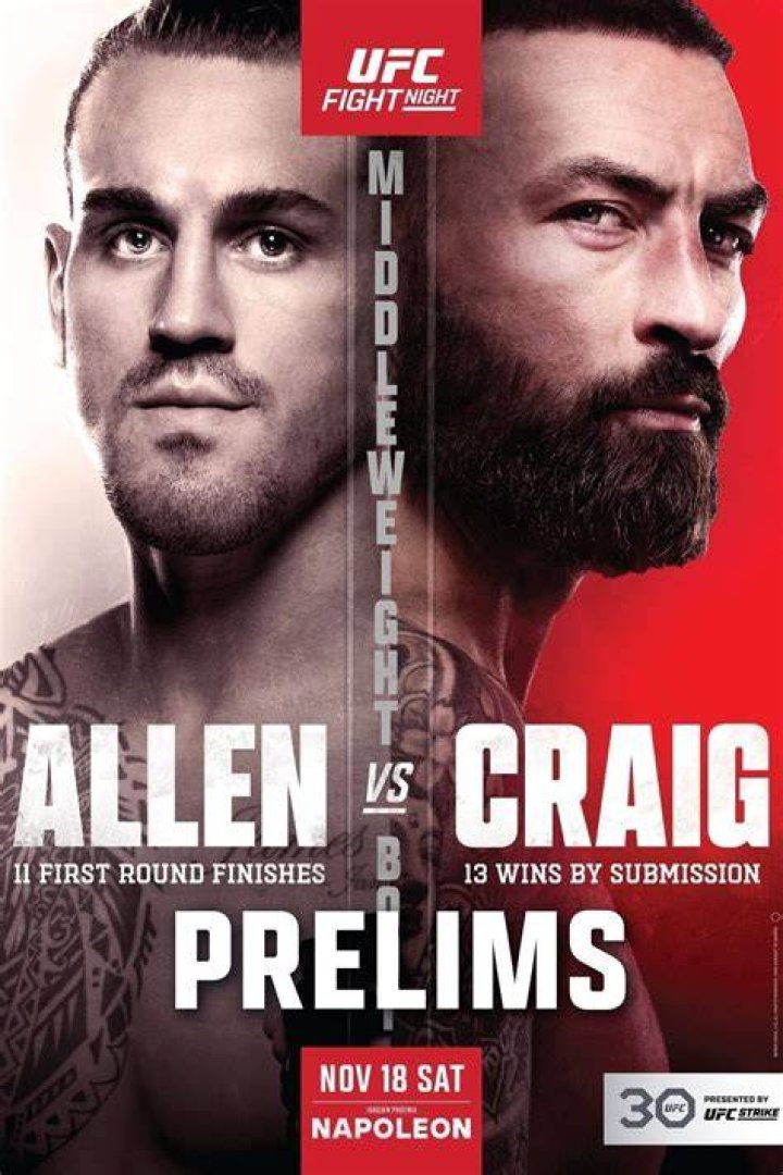 UFC Fight Night 232 will be headlined by Brendan Allen vs Paul Craig