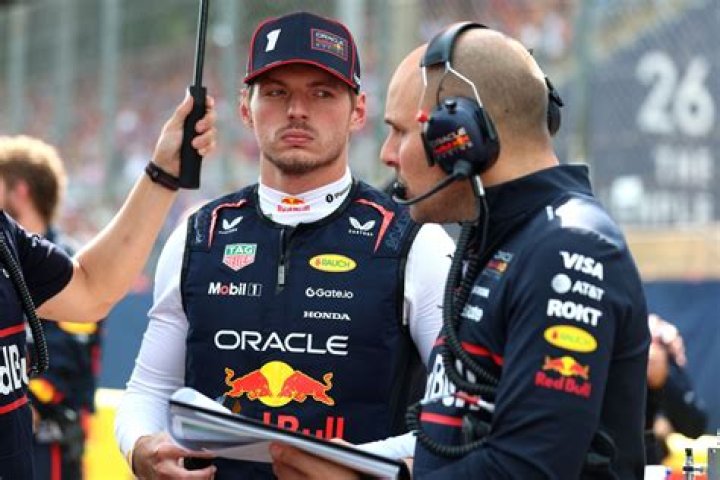 Verstappen's car left the ground after hitting a sausage curb
