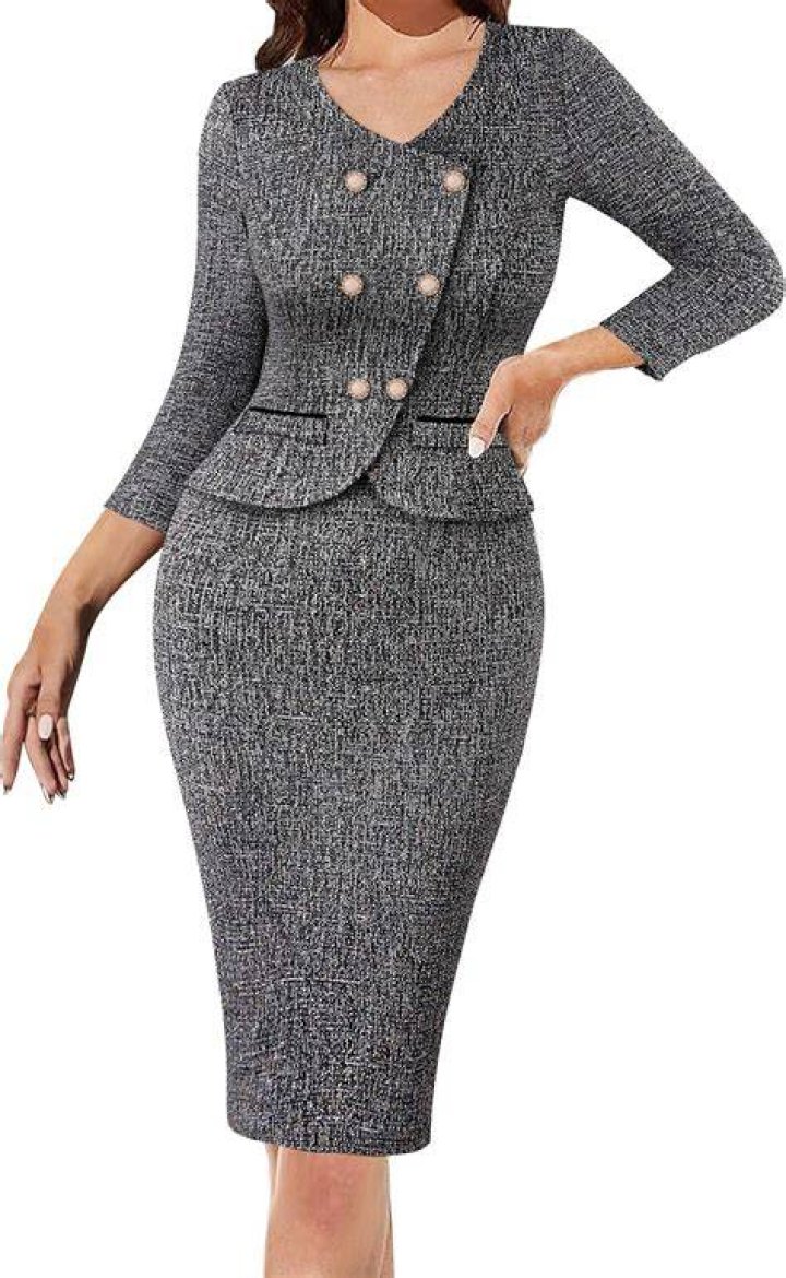 Vfshow Women's Front Zipper Slim Pencil Dress