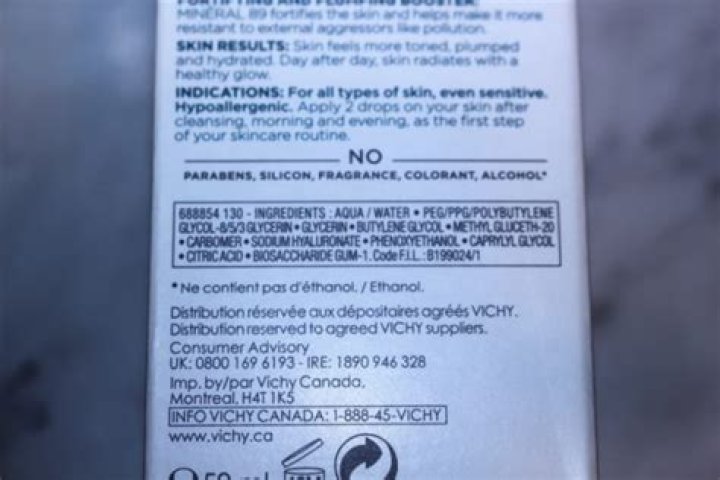 Vichy ingredients