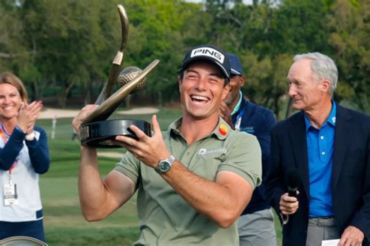 Viktor Hovland was pictured holding hands with Jose Maria Olazabal