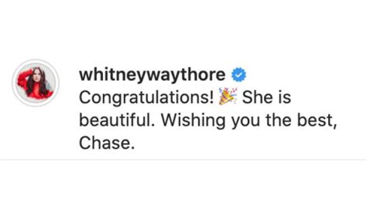 Whitney congratulated her ex on his daughter's birth