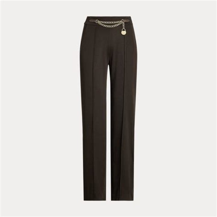 Wide Trouser in Chain Print Silk Twill
