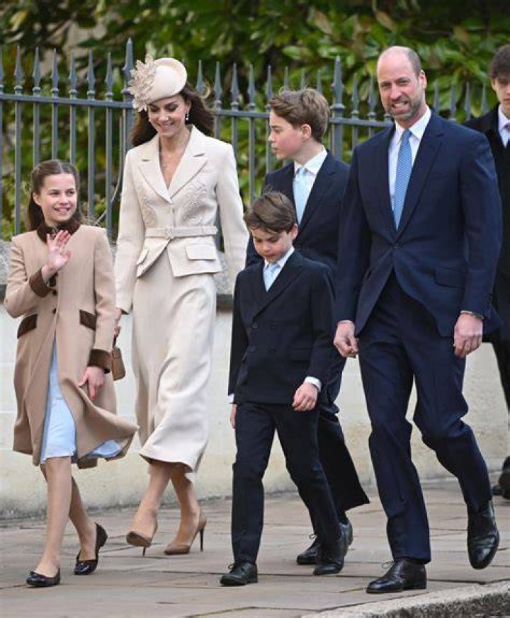 William, Kate and their three children with Mia Tindall pictured in Sandringham for the Christmas morning walk last year
