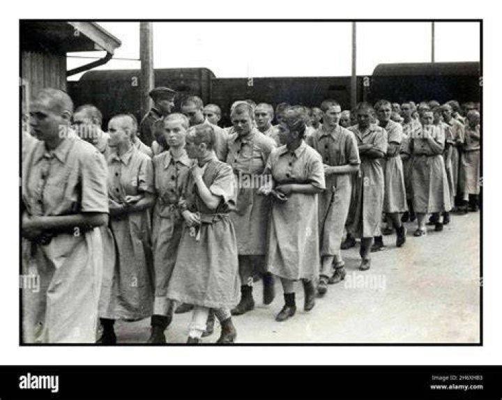 Women prisoners are put to work at Ravensbruck concentration camp