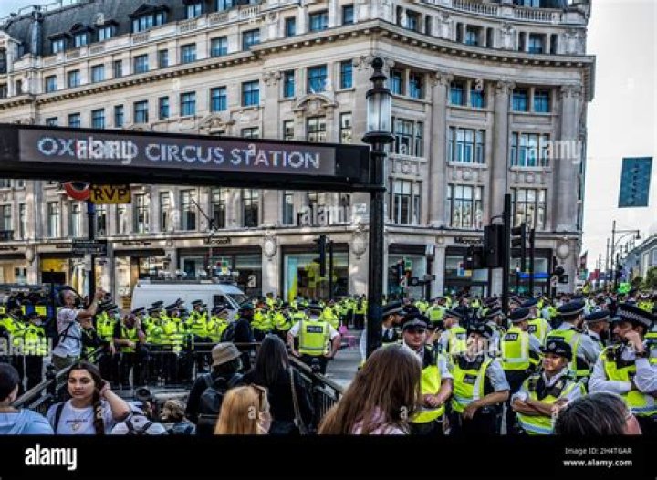 XR protesters gathered in Oxford Circus today
