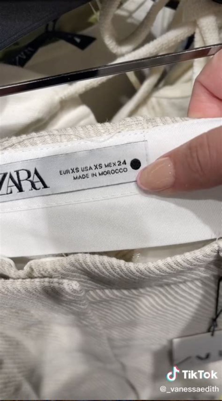 Zara user revealed that a label with a circle means the clothes run big