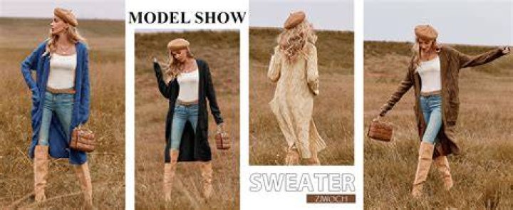 ZIWOCH Women's Long Cable Knit Open Front Cardigan with Pockets